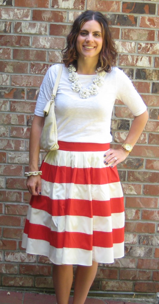 Red & White Striped Skirt
